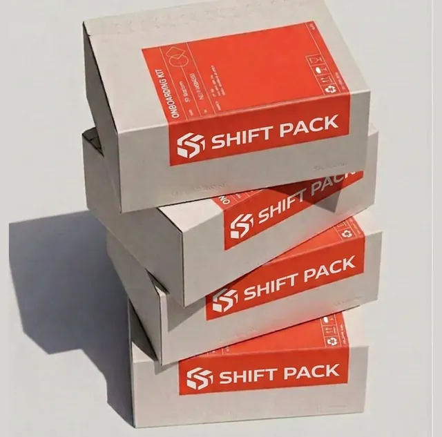 Cartons blancs, bande orange